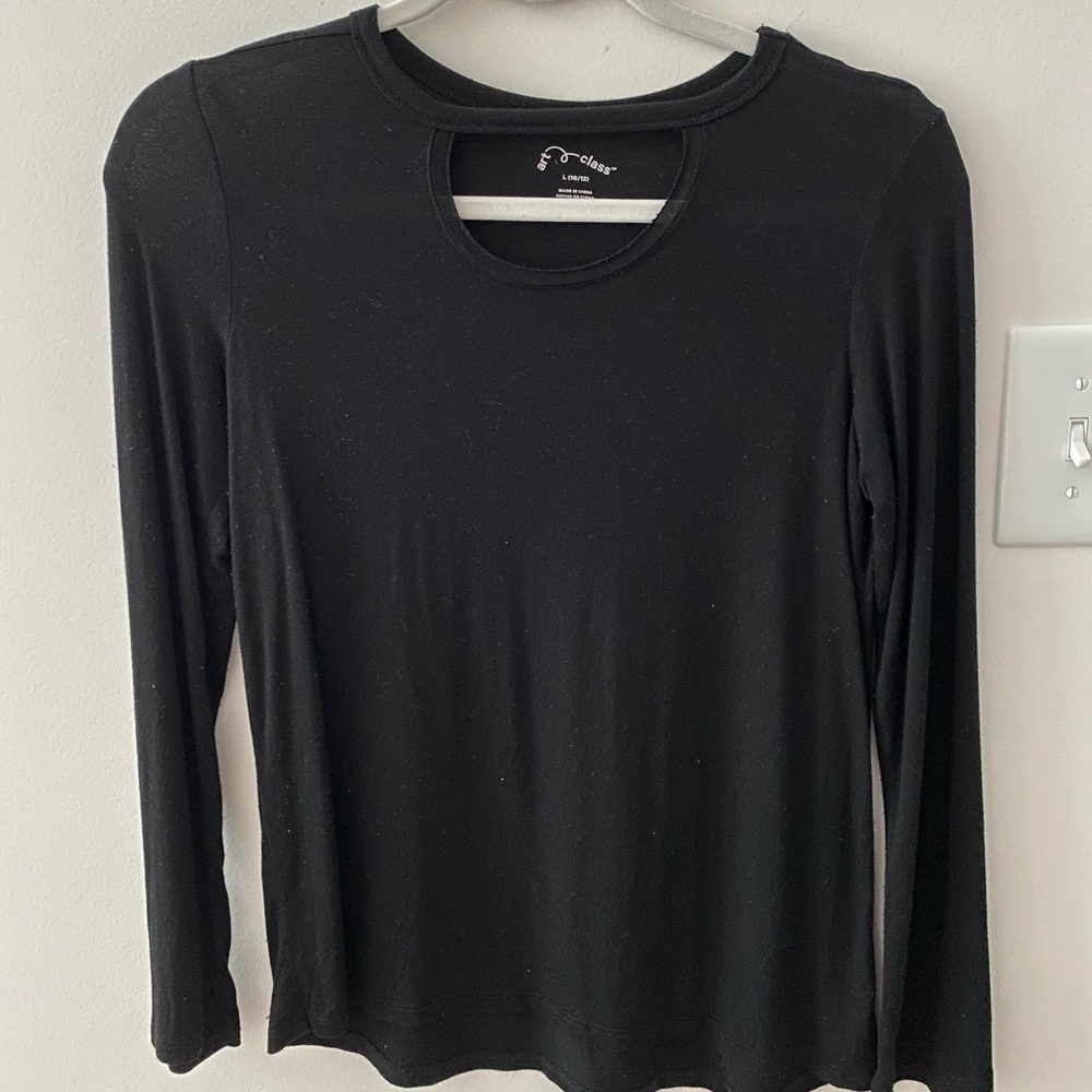 black long sleeve with oval cut in front